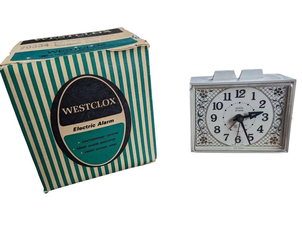 Vintage 1972 New-In-Box Deadstock WESTCLOX Dunmar DROWSE DIALITE Electric Clock